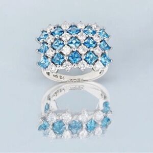 Bella Luce Neon Apatite White Diamond Simulants Rhodium Silver Ring Size 5